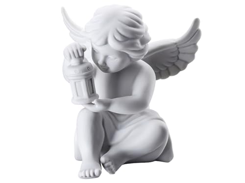 Rosenthal Engel mit Laterne aus weißem Biskuit-Porzellan, kleine Engelfigur Weihnachtsdeko, Schutzengel Deko 9,9 x 9,9 cm, elegante Engelsfigur Festtagsdeko, Engelfiguren, Weihnachten, Sammlergeschenk von Arzberg