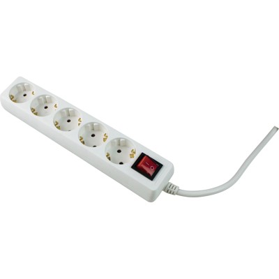 Steckdosenleiste 5-fach, weiß, 45°, m.Sch. KiSi 2m H05VV-F3G1,5 mit Winkel-Flachstecker von As Schwabe