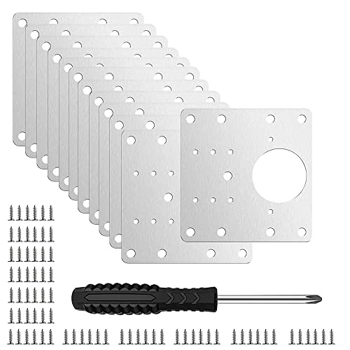 12 Stück Schrankscharnier-Reparaturplatte, Edelstahl-Scharnier-Reparaturklammern, Scharnierbefestigungsplatte mit Schrauben und Schraubendreher, Scharnierreparaturzubehör für hölzerne von Asaisimg