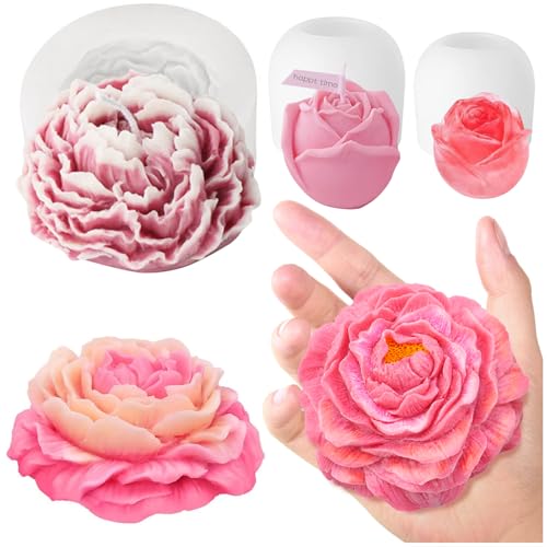 Asaisimg 3-teiliges Pfingstrosen-Blumen-Silikonformen-Set, 3D-Pfingstrose und Rose, Silikonharz, Seifenformen, Blumen-Fondant-Silikonform für handgefertigte Kuchendekoration, Schokolade, Epoxidharz, Asaisimg 3-teiliges Pfingstrosen-Blumen-Silikonformen-Set, 3D-Pfingstrose und Rose, Silikonharz, Seifenformen, Blumen-Fondant-Silikonform für handgefertigte Kuchendekoration, Schokolade, Epoxidharz, von Asaisimg