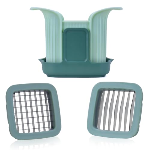 Asaiy Gemüseschneider 2-in-1 – Manueller Zwiebel- und Lebensmittelhacker mit Edelstahlklingen, Kompakter Gemüseschneider für Obst, Käse, Salat und mehr – Küchenhelfer für einfache Essenszubereitung von Asaiy