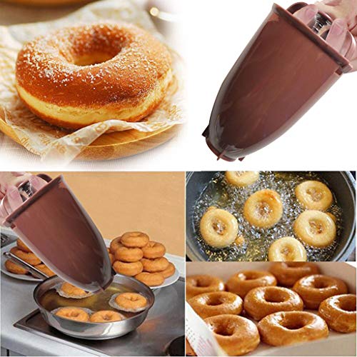 Asalinao Happy Donut Donut Maker Donut Backform Teigspender Edelstahl Pfannkuchenteig Spender für Donuts für köstliche Mini Donuts - hausgemachtes Dessert DIY Tool Küchengebäck (Braun) von Asalin