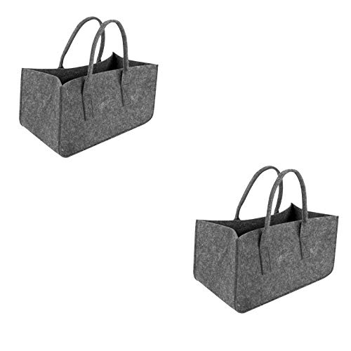 Asalinao Packung mit 1 Stück/Packung mit 2 Filztaschen für Einkaufstaschen Brennholzkorb Filzzeitungsregal Zeitungskorb Hellgrau (2 Stück) von Asalin