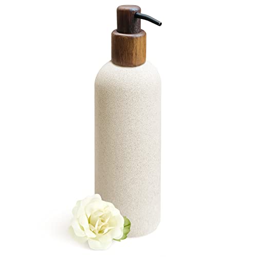 Asashizen 250 ml japanischer Stil Retro Harz Seifenspender Badezimmer, einfach zu befüllen, für Küchenspüle, nachfüllbare Shampoo- und Conditioner-Flaschen mit Holzpumpe von Asashizen