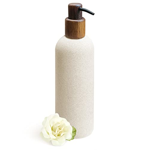 Asashizen 250 ml japanischer Stil Seifenspender, leicht zu befüllender Flüssigkeitsspender, Gelspender für Küchenspüle, nachfüllbare Shampoo- und Conditioner-Flaschen mit Holzpumpe von Asashizen