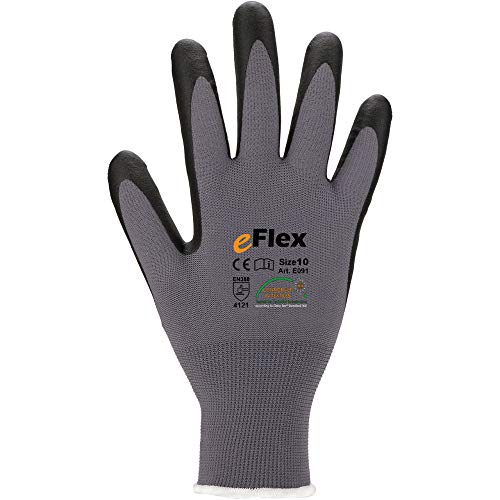 ASATEX E091 Industrie-Handschuh mit Nitril-Mikroschaum Grau-Schwarz eFlex 120 Paar Verpackungseinheit (Paar) VE 120, Größe 9 von Asatex
