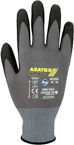 ASATEX Feinstrickhandschuh mit Mikroschaum-Beschichtung HIT099, grau/schwarz, Gr. 9 (12 Paar) von ASATEX