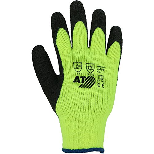 ASATEX Strick Winter mit Latex-Beschichtung 3675W, neongelb/schwarz, Gr. 9 (6 Paar) von Asatex