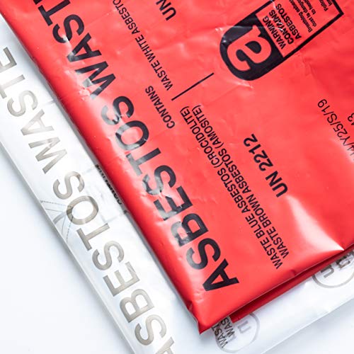Asbest-Abfallbeutel, robust, groß, 1200 x 900 mm, Rot, 10 x transparent von Asbestos-Sampling.com