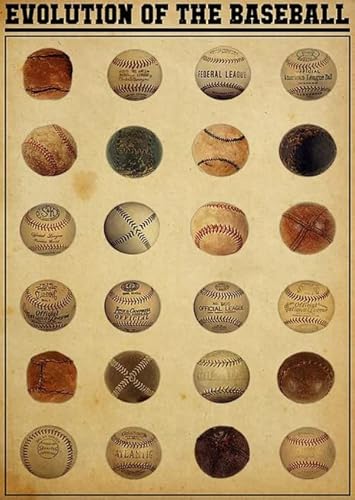 Blechschild Küche Antik Metallschild Evolution of The Baseball Blechschild Vintage Dekoration Garage Haus Garten Cafes Küche Wand Blechschilder 20,3 x 30,5 cm von Ascigo