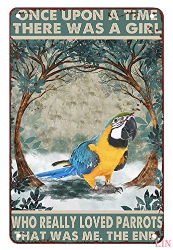 Blechschild Retro The Parrots Once Upon a Time There was a Girl Who Really Loved Parrots Metallschild Vintage Home Decor Rustikale Aluminium-Blechschilder Wandkunst Metallposter für Garage Bar 30,5 x Blechschild Retro The Parrots Once Upon a Time There was a Girl Who Really Loved Parrots Metallschild Vintage Home Decor Rustikale Aluminium-Blechschilder Wandkunst Metallposter für Garage Bar 30,5 x von Ascigo