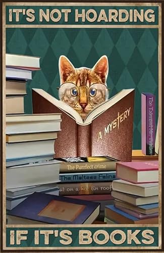 Blechschild Vintage Metalldekorationen für Wohnzimmer Antik It's Not Hoarding If It's Books Poster Metallschild Vintage Home Decor Rustikale Blechschilder Wandkunst Metallposter für Garage Bar 20,3 x von Ascigo