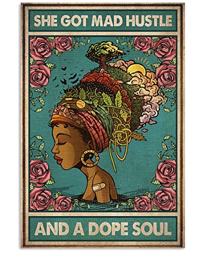 Blechschilder Vintage Metallschild Hippie She God Mad Hustle Metallschilder Vintage Raumdekor Ästhetische Wandkunst Blechschild Geschenk für Garage Badezimmer Wohnzimmer Männerhöhle Bar 20,3 x 30,5 cm von Ascigo