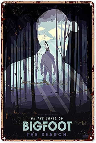 Blechschilder für Männerhöhle Sasquatch Metallschild On The Trail of Bigfoot The Search Metallschild Dekor Blechschild Aluminiumschild Vintage Wandkunst Metallposter 20,3 x 30,5 cm von Ascigo