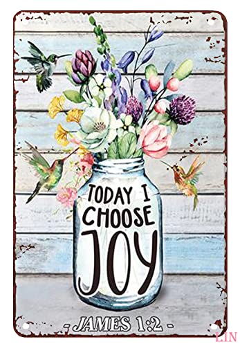 Kolibri-Metall-Blechschild Kolibri Blume Today I Choose Joy Metallschild Vintage Heimdekoration rustikale Aluminium-Blechschilder Wandkunst Metallposter 20,3 x 30,5 cm von Ascigo