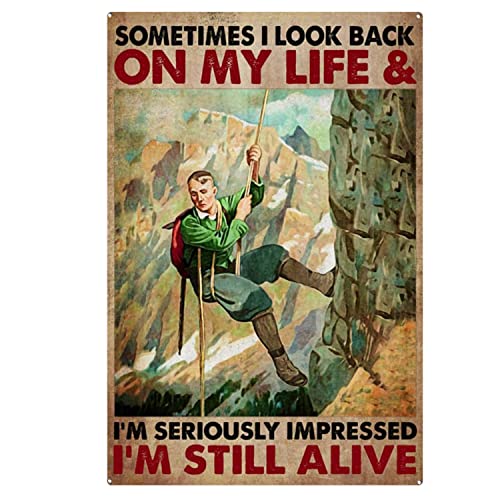 Lustige Blechschilder "Sometimes I Look Back On My Life and I'm Seriously Impressed I'm Still Alive", Metallschilder, Vintage-Raumdekoration, ästhetische Wandkunst, Blechschild, Geschenk für Garage von Ascigo