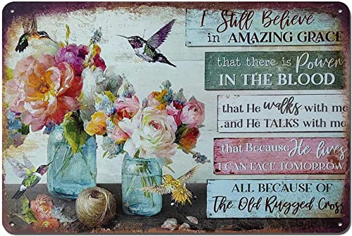 Lustige Blechschilder Vintage Erwachsene Metall Dekor Ständer Schmetterling Blumen Garten I Still Believe in Amazing Grace Antik Blechschild Vintage Dekoration Garage Haus Garten 20,3 x 30,5 cm von Ascigo