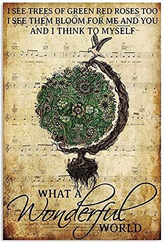 Metal Decor for Outside Wall What A Wonderful World Metall-Blechschild I See Trees of Green Rea Rose Too 20,3 x 30,5 cm von Ascigo