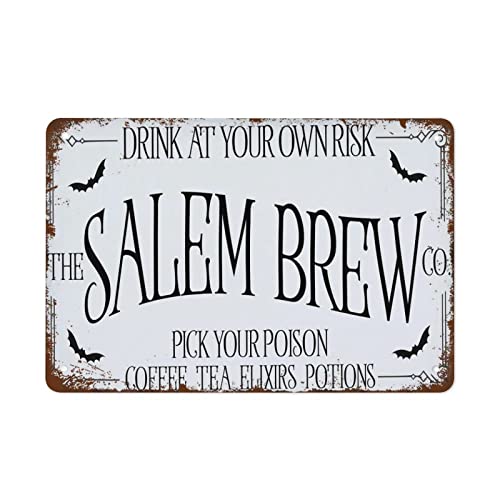 Metall-Wanddekoration, Halloween-Kaffee-Bar-Schild, Halloween-Holzdekoration, Bauernhaus-Halloween-Dekoration, Halloween-Kamindekoration, Herbst-Blechschild, Kunst, Wanddekoration, Metalldekoration von Ascigo
