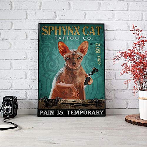 Rustikale Blechschilder Sphynx Cat Tattoo Co Pain is Temporary Sphynx Cat Tattoo Katze Wandkunst Lustige Katze Blechschild Chic Kunst Wand Metall Dekorationen Lustige Eisenschild Schild Geschenk für Rustikale Blechschilder Sphynx Cat Tattoo Co Pain is Temporary Sphynx Cat Tattoo Katze Wandkunst Lustige Katze Blechschild Chic Kunst Wand Metall Dekorationen Lustige Eisenschild Schild Geschenk für von Ascigo