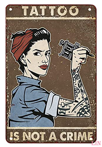 Vintage-Blechschilder Küche Mädchen Lady Tattoo Is Not A Crime On Birthday Weihnachten Kunst Metallschild Vintage Home Decor Rustikale Aluminium-Blechschilder Wandkunst Metallposter für Garage Bar Vintage-Blechschilder Küche Mädchen Lady Tattoo Is Not A Crime On Birthday Weihnachten Kunst Metallschild Vintage Home Decor Rustikale Aluminium-Blechschilder Wandkunst Metallposter für Garage Bar von Ascigo