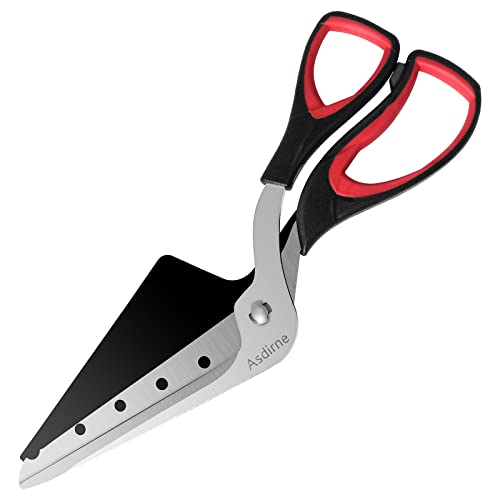 Asdirne Pizzaschere, Pizzaschneider, ultra-scharfe, abnehmbare Klinge mit einer Ablage, ergonomischer weicher TPR-Griff, 26,7 cm, Schwarz und Rot von Asdirne
