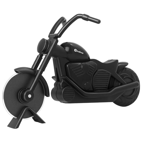Asdirne Pizzaschneider Motorrad Pizzaschneider Rad mit Antihaft-Edelstahl Super Scharfe Klingen Neuheit Geschenk Schwarz von Asdirne