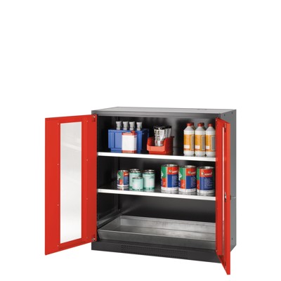 Chemikalienschrank rot 1105 x 1055 x 520mm Glasausschnitt Chemikalienschrank rot 1105 x 1055 x 520mm Glasausschnitt von Asecos