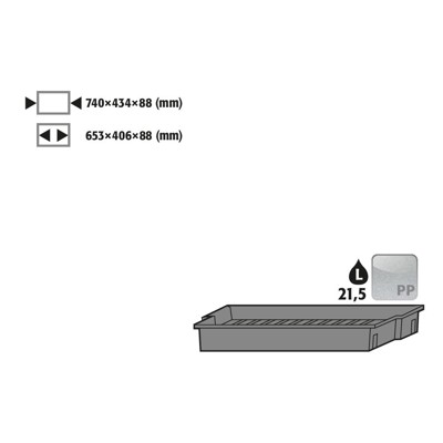 Einlegewanne PP grau f. Unterbauschr., f.Schrankbr.890-1400mm, B740xT434xH88 von Asecos