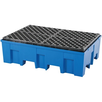 PE-Auffangwanne für 2 Fässer à 200 Liter PE-Gitterrost 865 x 1245 x 350mm von Asecos