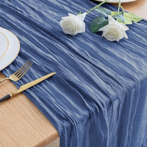 Asee'm 3M Chiffon Tischläufer Blau Boho Rustikal Transparent Tischläufer für Hochzeit Junggesellinnenabschied Erntedankfest Weihnachtsdekoration Asee'm 3M Chiffon Tischläufer Blau Boho Rustikal Transparent Tischläufer für Hochzeit Junggesellinnenabschied Erntedankfest Weihnachtsdekoration von Asee'm