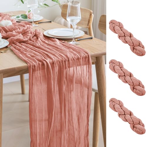 Asee'm 3PCS Tischläufer Käsetuch 300 x 90cm Dunkle Rose Boho Transparente Läufer Tisch Hochzeit Gaze Stoff Rustikale Käse Tuch für Braut Dusche Party Asee'm 3PCS Tischläufer Käsetuch 300 x 90cm Dunkle Rose Boho Transparente Läufer Tisch Hochzeit Gaze Stoff Rustikale Käse Tuch für Braut Dusche Party von Asee'm