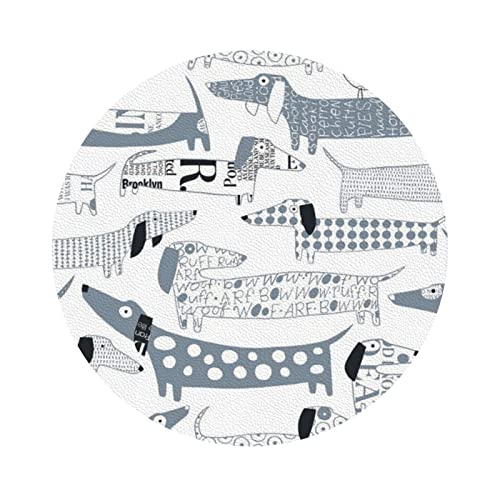 Niedlicher Dackel-Getränke-Untersetzer, 6 Stück, Leder-Untersetzer, wasserdicht, hitzebeständig, perfekt für gängige Glas-Kaffeetassen und -becher von ASEELO