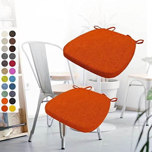 Aselbia 2er Set Stuhlkissen 40x38x3cm mit Bändern,Waschbare Sitzkissen rutschfest,Stuhlauflage Stuhlpolster Sitzkissen,Abnembar Bezug Mit Reißverschluss,Orange Rot von Aselbia