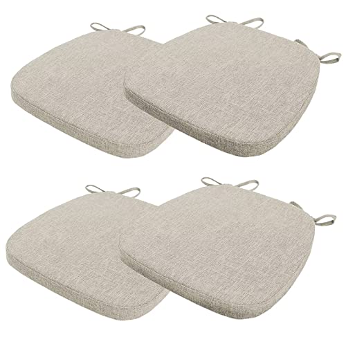 Aselbia 4er Set Stuhlkissen 40x38x3cm mit Bändern,Waschbare Sitzkissen rutschfest,Stuhlauflage Stuhlpolster Sitzkissen,Abnembar Bezug Mit Reißverschluss,Beige grau von Aselbia