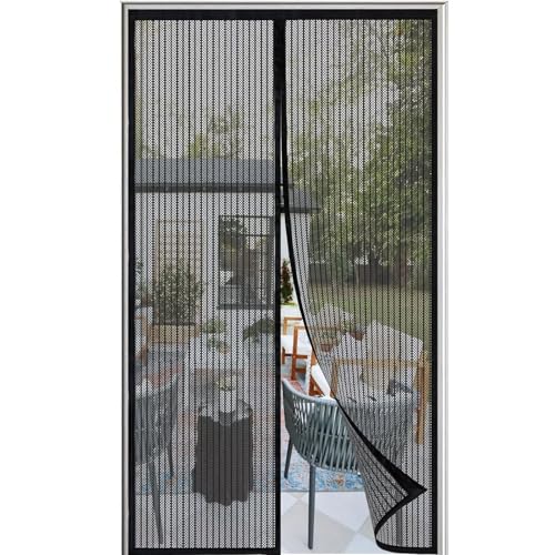 Fliegengitter balkontür Ohne Bohren 125x200 cm,Fliegengitter Tür Magnet,Insektenschutz balkontür，Full Frame,Stärkere Magneten,Geeignet für Balkontüren, Fenstertüren, Terrassentüren,Schwarz von Aselbia