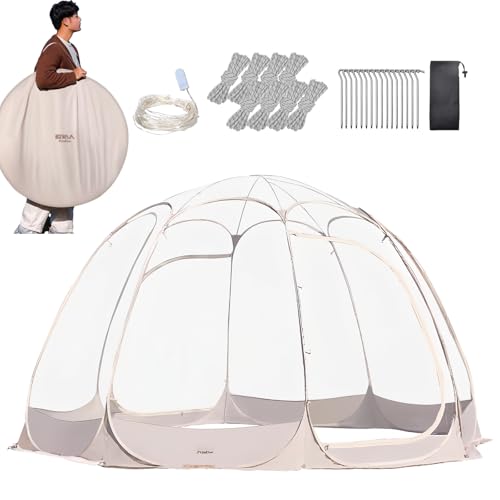 Bubble Tent Pop Up Pavillon, 8-10 Personen Iglu-Kuppel Garten Terrasse Baldachin Unterstand mit tragbarem Rucksack, großes Premium Oversize Instant Gewächshaus für Picknicks, Grillen, Partys & Camping von Asfgchh