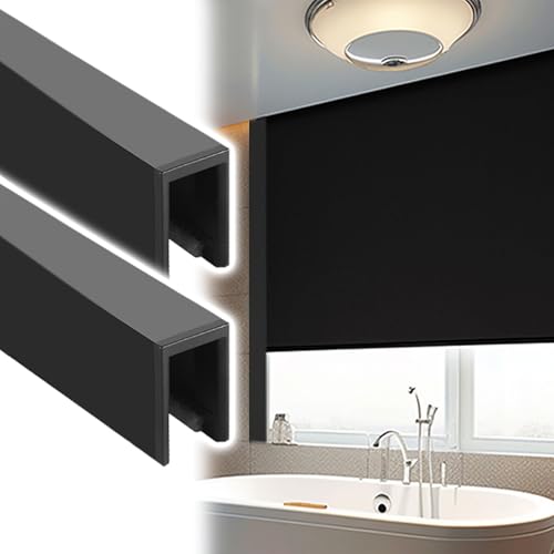 Lichtblocker für gewerbliche und private Zwecke für Fensterblenden und Jalousien, Lückenstreifen für Spalten, Schattierung und Privatsphäre, U-K-Verdunkelung (schwarz, 4 Stück, 63,5 cm) von Asfgchh