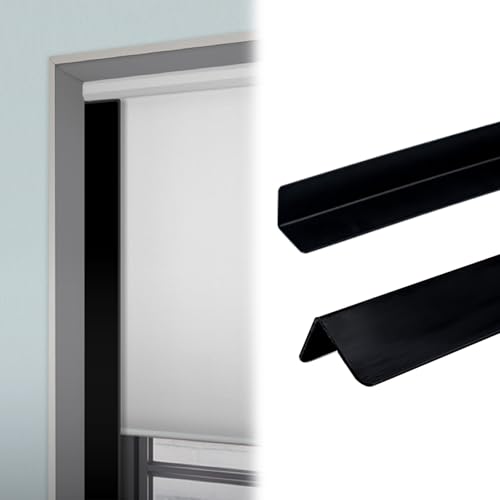 Lichtblockierende Streifen für Fensterrahmen, L-Form, benutzerdefinierte Blocker entlang der Seiten von Verdunkelungsrollos, schwarz, weiß, grau, PVC-Seitenschienen (2 Stück, schwarz, 110 cm) von Asfgchh