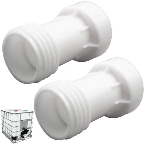 Asfrode 2 Stück S60x6 IBC Verlängerung Distanzstück Adapter, IBC Tank Zubehör Grobgewinde, IBC Container Zubehör, Distanzstück Verlängerung S60x6, 1000 Liter Wassertank Zubehör, Weiβ von Asfrode