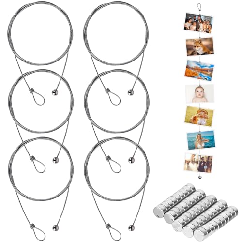 Asfrode 6 StüCk Fotodrahtseil Mit 72 Magneten, Bilder AufhäNgen Fotokette, Bilder AufhäNgen Ohne Bohren, 2m*1.5mm BildaufhäNgung Seil, Fotoseil Magnetisch Magnetseil Zum AufhäNgen Foto Postkarten Asfrode 6 StüCk Fotodrahtseil Mit 72 Magneten, Bilder AufhäNgen Fotokette, Bilder AufhäNgen Ohne Bohren, 2m*1.5mm BildaufhäNgung Seil, Fotoseil Magnetisch Magnetseil Zum AufhäNgen Foto Postkarten von Asfrode