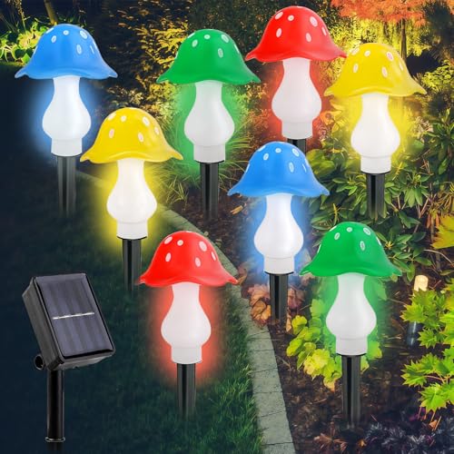 Asfrode 8 Stück Pilze Solarlampen für außen Garten, Solar Lichterkette Aussen wasserdichte Gartenleuchte Solarleuchten Gartendeko für Außen Draußen Balkon Terrassen Ostern von Asfrode