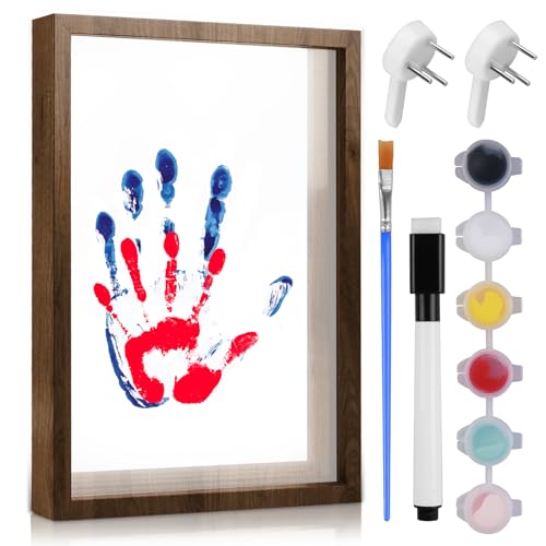 Asfrode Handabdruck Set Für Paare: 1 Holzfarbe Fotorahmen, DIY Bilderrahmen Aus Holz, Ideal Für Wohnzimmer, Schlafzimmer Oder Flur (55x45x40CM, Holzfarbe) von Asfrode