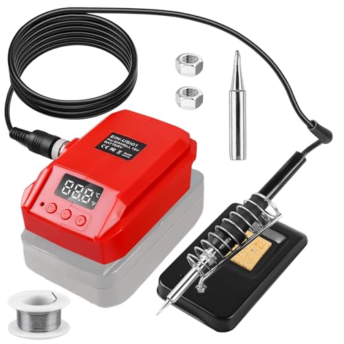 Asfrode Lötkolben für Einhell 18V Li-Ionen Akku, 60W LCD Einstellbar Temperatur 180-480°C Cordless Lötkolben mit Lötdraht 50g Tragbares Lötkolbenständer Work für Einhell Power X-Change von Asfrode