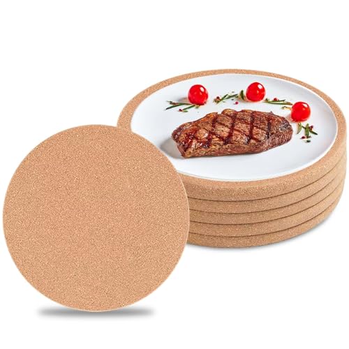 Runde Topfuntersetzer Kork, Asfrode 6 Stück 19cm Dicke Korkuntersetzer Große Kork Untersetzer multifunktionale Korkmatte Küchen Hot Pads Mehrzweck Topf Untersetzer für Töpfe Auflaufform Pfannen von Asfrode