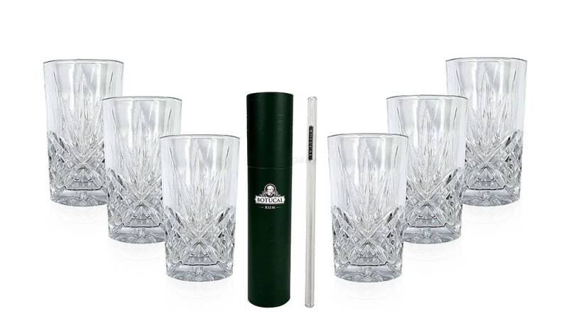 Ash Longdrinkglas Longdrinkglas in Kristall Optik - 6er Set Gläser + 20 Stk. Botucal G von Ash