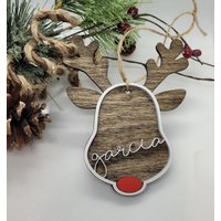 Rentier Ornament, Weihnachtsschmuck, Personalisierte Weihnachtsdekor, Urlaub Dekor, Personalisiertes Geschenk, Weihnachtsbaum Weihnachtsmann von AshandColeHomeDecor
