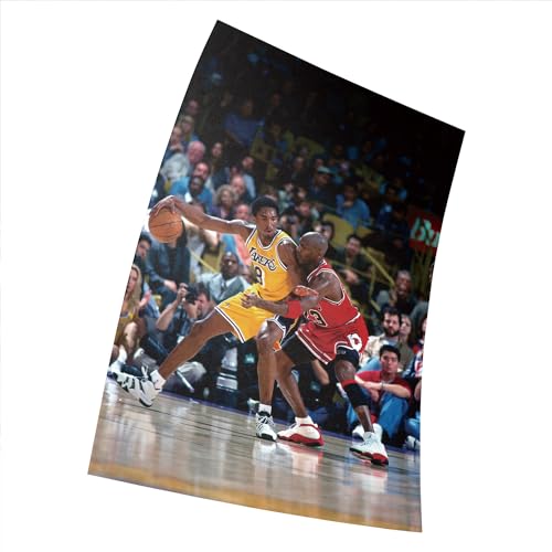 Asher Michael Jordan & Kobe Bryant 1998 Action-Posterdruck, Größe 30 cm x 46 cm, mattiertes Papiermaterial, Geschenk, dekorativer Druck, Wand, schwarz von Asher