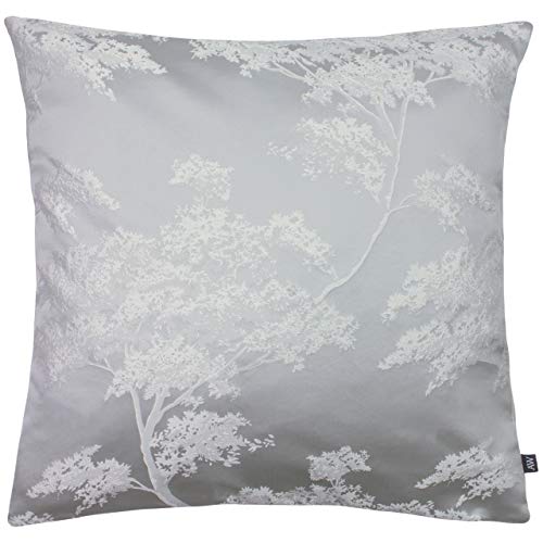 Ashley Wilde Japonica Kissenbezug, Samt, Silber, 50 x 50cm von Ashley Wilde