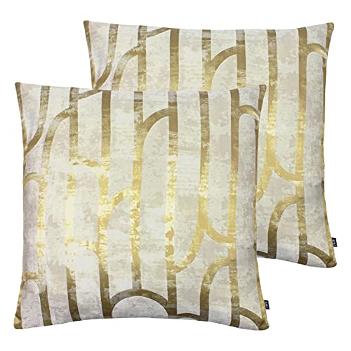 Ashley Wilde Meyer Twin Pack-Polyester gefüllte Kissen, Ocker/Gold, 50 x 50cm, 2 von Ashley Wilde